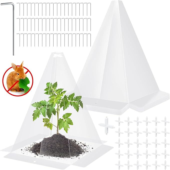 30 Packs 12"x 8" Garden Cloches for Plants,Plant Protectors from Animals,Plant Cages for Outdoor Plants,Plant Covers from Animals,Chicken Wire Cloche with Stakes for Protect Plants,Seedling,Vegetables