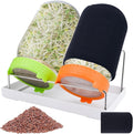 Seed Sprouting Kit with Radish 80g, 2 Large Wide Mouth Mason Jars with Sprout Lids, Blackout Sleeves, Drain Tray, Stainless Steel Stand, Sprouts Growing Kit for Growing Bean Alfalfa Sprout Seeds