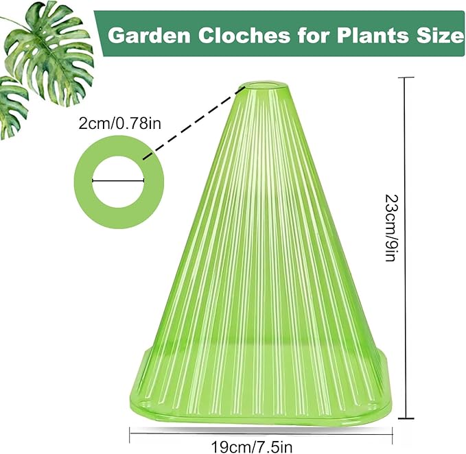 Fshow 40pack Garden Cloches for Plants, Reusable Bell Plant Cover, Plant Covers Protectors from Animals Snails/Birds/Chickens/Insect,D: 9" H X 7.5" D