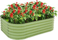 EAGLE PEAK 17'' Tall Outdoor Galvanized Raised Garden Bed Planter, Planter Boxes for Outdoor Plants, Vegetables, Flowers, and Herbs 6 in 1 Modular Design, Olive Green