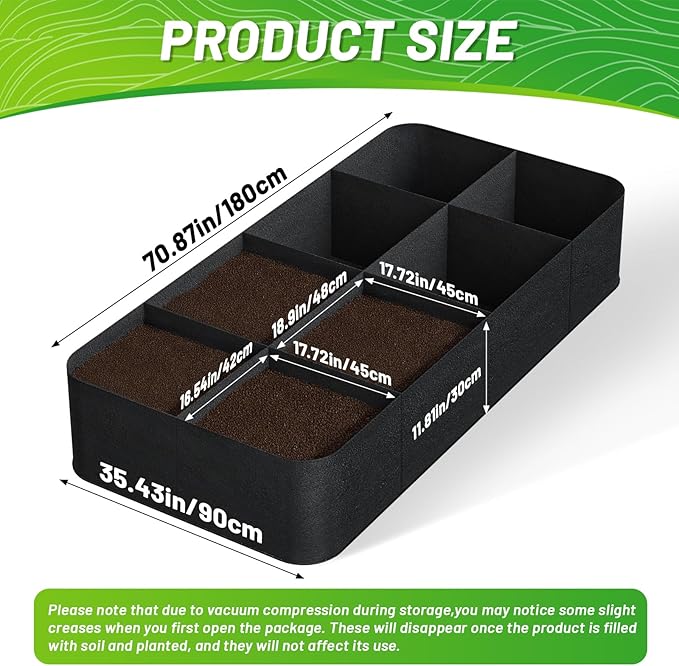 GREANER Fabric Raised Garden Bed, 6x3FT-8 Grid Garden Bed to Grow Vegetables, Heavy Plant Grow Bags for Growing Vegetables Flowers Herbs Fruits Potatoes