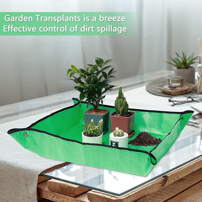 VinYankee 30" x 30" Repotting Mat for Transplanting & Potting Soil Mess Control, Waterproof Plant Potting Mat, Succulent Orchid Potting Tray for Plant Pots, Gardening Gifts Bonsai Tools