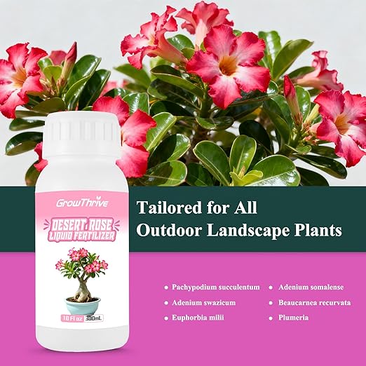 Desert Rose Liquid Fertilizer – Natural Probiotic Plant Food for Adenium, 10 oz Bottle with Measuring Cap, Organic Nutrient Boost for Greener Leaves, Strong Roots & Vibrant Blooms