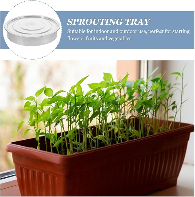 Stainless Steel Sprouting Tray Lid with Base for 20cm Germination Tray, Indoor Gardening Accessory for Vegetable Seed Starting and Microgreens Growing
