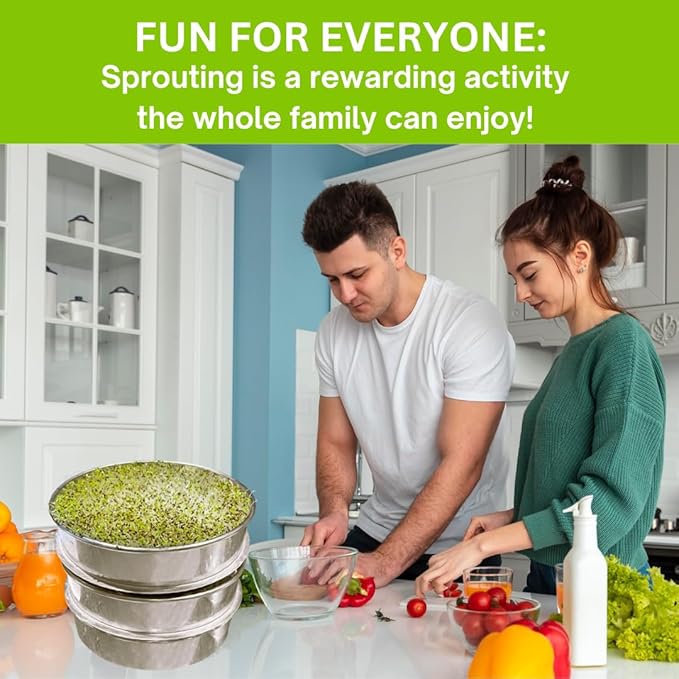 ZESTIGREENS Stainless Steel Seed Sprouter Kit - Stackable 3-Tier Seed Sprouting Germination Tray Seed Sprout Grower Maker with Lid for Growing Broccoli Alfalfa Mung Beans