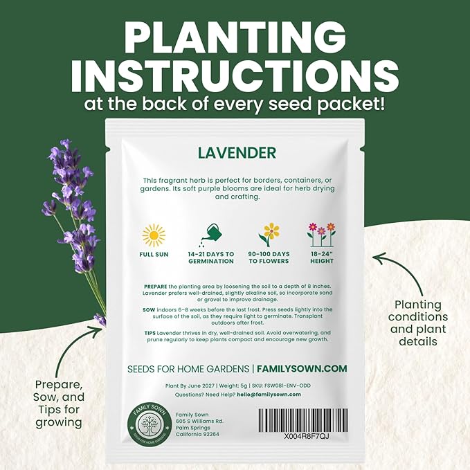 Lavender – 5,000 Seeds for Planting – 2026 Season – 5 Gram Pouch