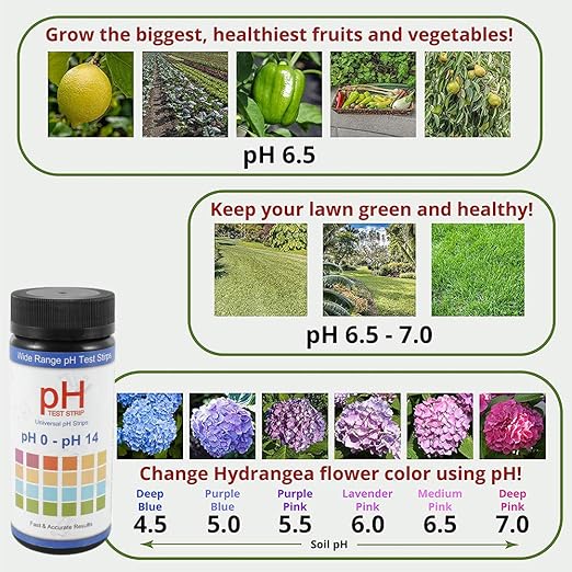 100 Soil pH Test Kit, 0-14 PH Test Strips, Fast and Accurate Soil Testing Paper, Soil Acidity Detector Plant Care Tool, for Indoor Outdoor Garden Lawn Farm