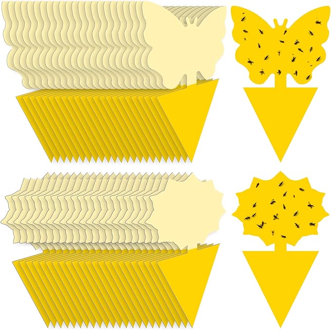 Fruit Fly Traps Indoor Fungus Gnat Trap 48PCS for Plants Yellow Houseplants Outdoor Use Insect Sticky