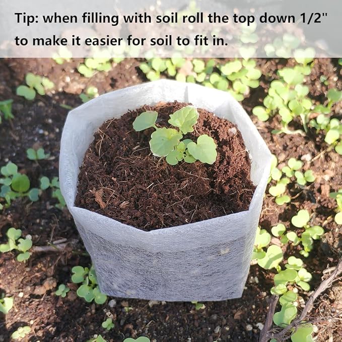 Belit Nursery Growing Bags, 100 Pcs Fabric Seedling Pots Non-Woven Pouch for Gardening Seed Plant Bag, Potato, Flower, Tomato Plant Starts (5.6" x 7.4 ")