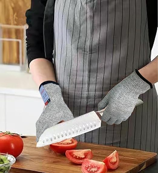 Cutting Gloves, 1 Pairs of Cut Resistant Gloves Food Grade, Cut Resistant Gloves for Kitchen, Oyster Shucking, Fish Fillet Processing, Carving Wood and Gardening(Medium-Grey)