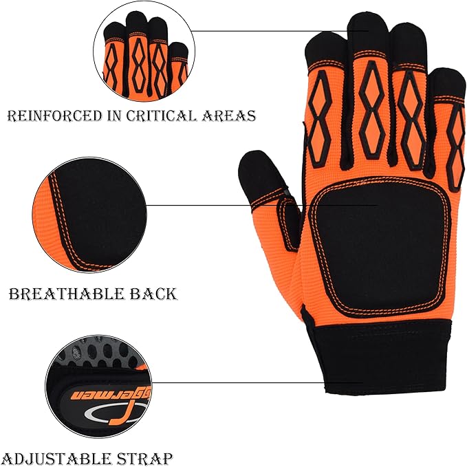 Men’s Heavy Duty Work Gloves Utility Mechanic Working Touchscreen Anti-Slip Palm & Knuckle Protection Safety Gloves