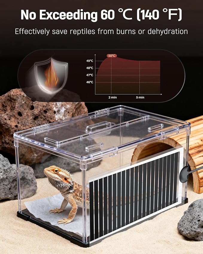 Pawfly 14 W Reptile Heat Pad with Thermostat 11 x 5.9 Inch Reptile Heating Pad Under Tank Terrarium Reptile Heat Mat for Turtles Frogs Snakes Lizards Geckos Hermit Crabs & Spiders