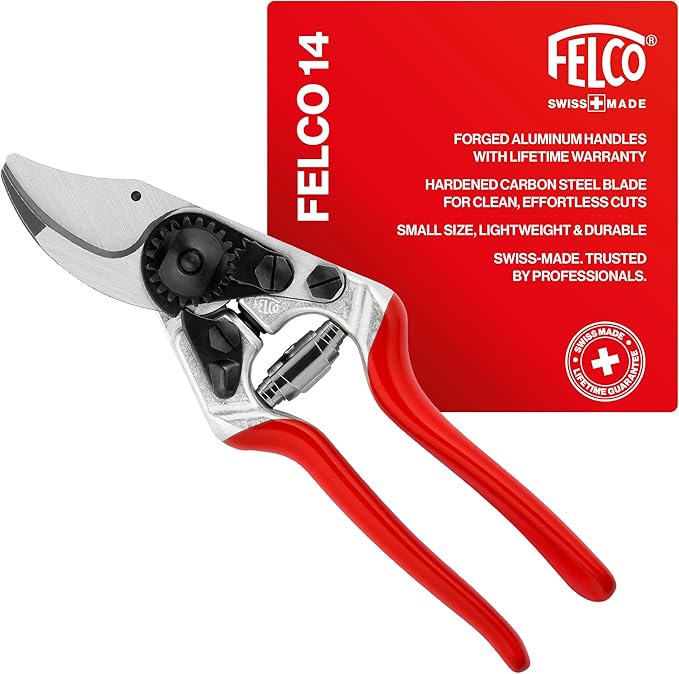 Felco F 14 Pruning Shears – 7.1" Garden Clippers for Small Hands with Bypass & Anvil Blades | Hand Pruners for Gardening | Garden Tool Cutter with Forged Alloy Steel Build, Lightweight Swiss Design