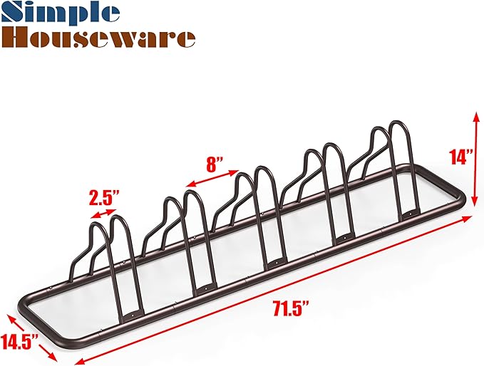 Simple Houseware 5-Bike Floor Storage Rack - Adjustable Bicycle Parking Stand & Garage Organizer for Road and Kids Bikes, Bronze