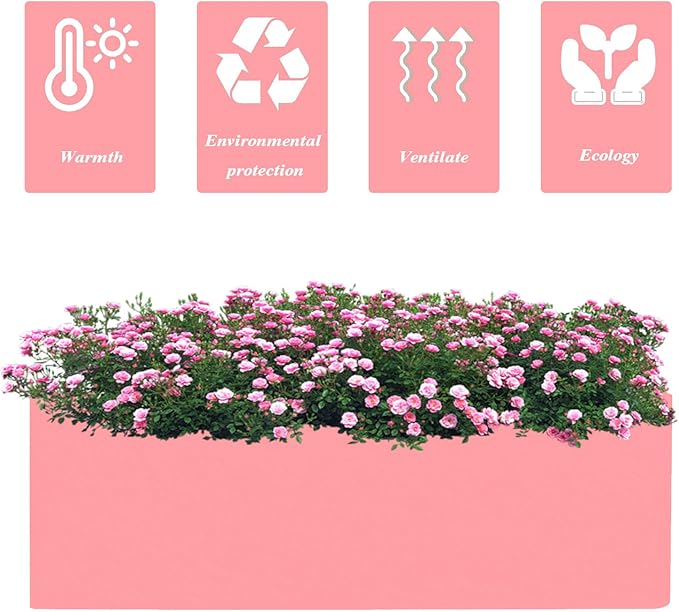 Square Grow Bags, Garden Fabric Planter Container with Handles Bed Flower Vegetables Pots 1MM Thickness Economic Colorful (Pink,15.75x11.81x7.87 Rectang)