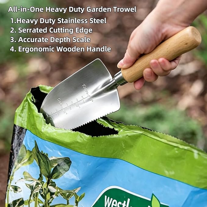 Garden Tools Set, 9-Piece Heavy Duty Gardening Tools with Clear Pocket Tote Bag, Stainless Steel Garden Hand Tools for Digging, Planting, Weeding and Pruning, Durable Gardening Kit