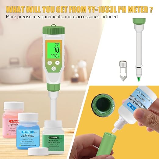 pH Meter for Food, Digital pH Tester with High Accuracy pH Probe for Sourdough and Bread, Food pH Meter for Fermentation Canning, Meat, Cheese, Solid Samples and Water