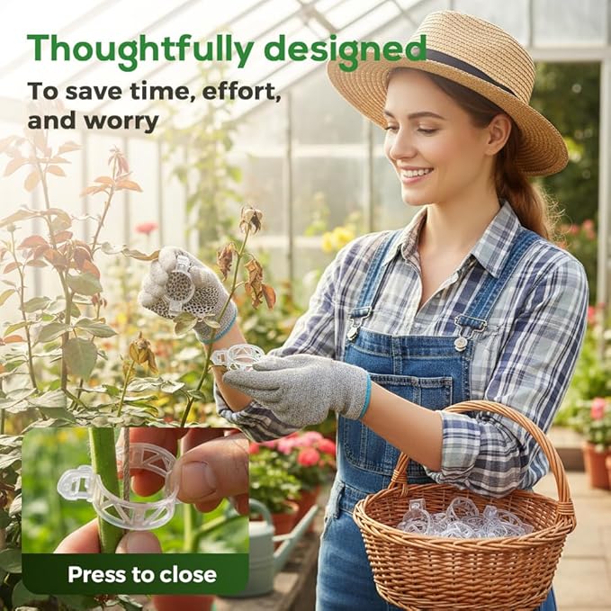 300Pcs Tomato Clips, 2026 New Plant Clips for Climbing Plants, Plant Support Clips, Grape Vine Tomato Vine Vegetables Plants Garden Support Clips to Grow Upright (300)