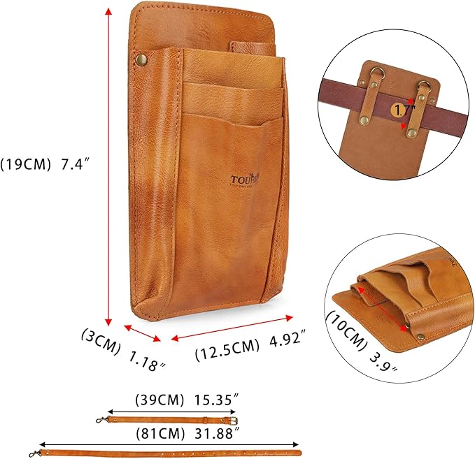 Tourbon Leather Florist Tool Waist Pouch Belt Garden Shoulder Crossbody Tools Bag Gardening Pruning Shears Holder Organizer Kit 4 Pockets