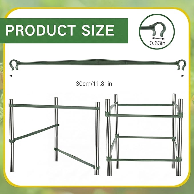 Geelin 200pcs Stake Arms for Tomato Cage Expandable Trellis Connectors for Tomato Cage Attach Plant Stakes Climbing Plants Garden Plants Vegetables (11.81in×0.63in)