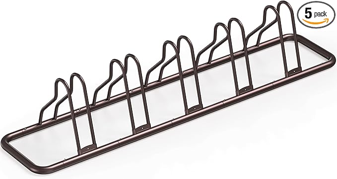 Simple Houseware 5-Bike Floor Storage Rack - Adjustable Bicycle Parking Stand & Garage Organizer for Road and Kids Bikes, Bronze