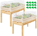 2 Pack Garden Netting for Raised Beds, Rectangular Mesh Plant Covers with Drawstring for Garden Protection, Raised Bed Bird Netting Pest Barrier Screen for Protecting Vegetables Fruits Flowers Crops