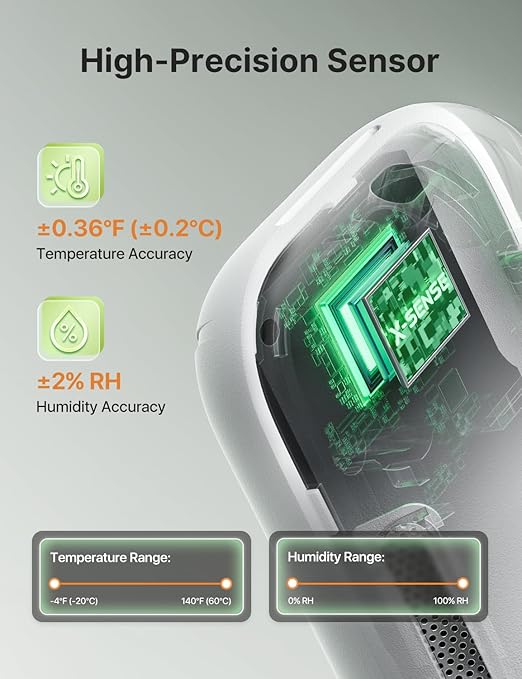 X-Sense 2.0 Indoor WiFi Hygrometer Thermometer, Hygrometer Indoor Humidity with App Control, Temperature Sensor for House, Gardening, Data Storage Export at No Charge, 3 Sensors & 1 Base Station