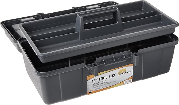Plano Molding 114-002 13-Inch Compact Tool Box, Graphite Gray with Black Handle and Latches (Pack of 6)