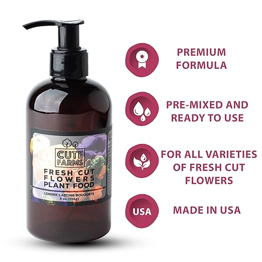 Fresh Cut Flower Food for Longer Lasting Blooms | Gentle Plant Food Concentrate (Two - 8 oz. Bottles)