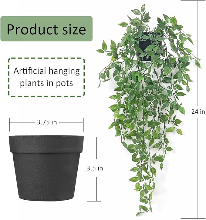 Fake Hanging Plants Artificial Small Potted Plants Mandala Leaves Faux Vines Indoor Greenery Plant for Living Room Shelf Decor (1 PCS)