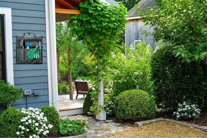 Garden Kneeler Tool Bag Canvas Garden Tote Storage Bag with Pockets Hanging Home Tools Organizer Garden Tool Bag Gardening Tool Kit Holder for Indoor and Outdoor Garden Lawn Yard (Tools Not Included)