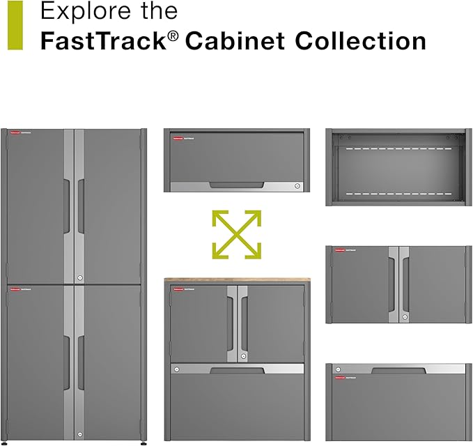 Rubbermaid FastTrack 2 -Door Tall Cabinet, Storage Cabinet, Garage Storage Systems, Garage Organization