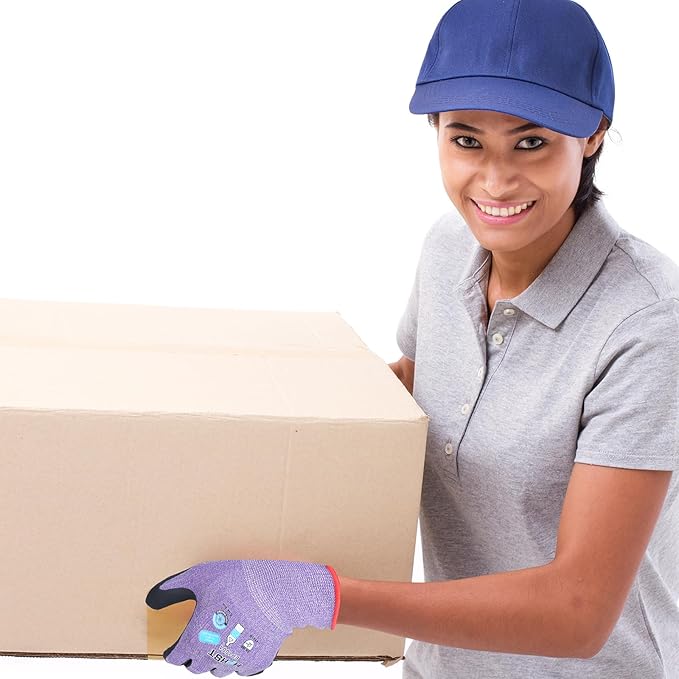 Work Gloves for Women, Eco Friendly Safety Work Gloves with Breathable Rubber Coated, Smart Touch,3 Pairs