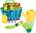 FITNATE Green Kids Garden Tools Set,6 PCS Gardening Tools for Kids Including Watering Can, Shovel, Rake, Fork, Children Gardening Gloves and Garden Tote Bag, All in One Set