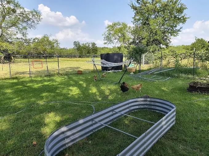 6 Pack 8x3x1FT Galvanized Raised Garden Bed Kit Oval Metal Ground Planter Box Outdoor Bottomless Planter Raised Beds for Vegetables Flowers Herbs Fruits, Gray