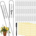 LEIFIDE 61 Pieces Zinc Plant Tags Kit, 30 Pcs 10 Inch Rectangle Metal Plant Labels, 30 Rainproof Pet Films, 1 Marker Pen, Reusable Garden Waterproof Markers Tags(U Shape)