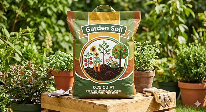 Lot of Premium Garden Soil All Purpose 0.75 cu. ft. for In-Ground Use, Gardens and Raised Beds, Flowers, Vegetables, Trees, Shrubs, Buy 6, 9 or 60 Bags - Don't Carry Heavy - CAR Clean. (60)