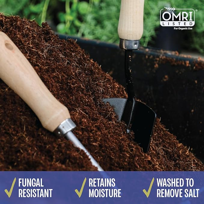 MagJo Naturals 100% Pure Coco Coir (Coco Peat) 11 Pound Block (5kg, OMRI Listed for Organic Gardening, Coconut Coir - Low EC and pH Balance - High Expansion Coco Fiber for Herbs, Flowers, Planting