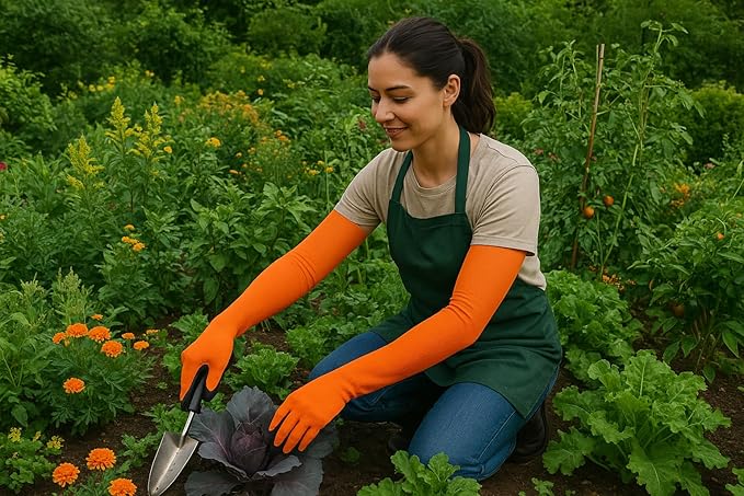 Long Sleeve Gardening Gloves Protection Sleeves No-Slip Grip, Durable Long Garden Gloves Flexible Sleeves, Women/Men