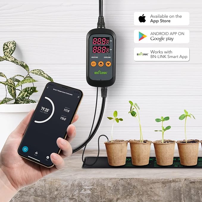 BN-LINK Smart WiFi Digital Temperature Controller Heating Cooling, Works with Alexa and Google Home. For Reptiles Aquarium Carboy Homebrew Breeding Fermenter Seed Germination °C/°F -40-176°F 15A/1875W