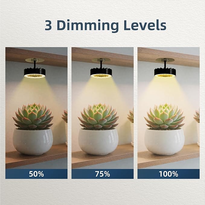 LED Grow Light for Indoor Plant,4300k 40w,Full Spectrum Plant Light for Indoor Growing,Grow Lights for Seed Starting with Fan,3 Levels Dimmable and Auto On Off 2 4 8 12 Hrs Timer,for Succulents,3 Pcs