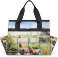 Garden Tool Bag Organizer Garden Tote Bag with Pockets Field Animal Rooster Tool Storage Organizer Gardening Tool Kit Holder 13" x 6.8" x 2.8"