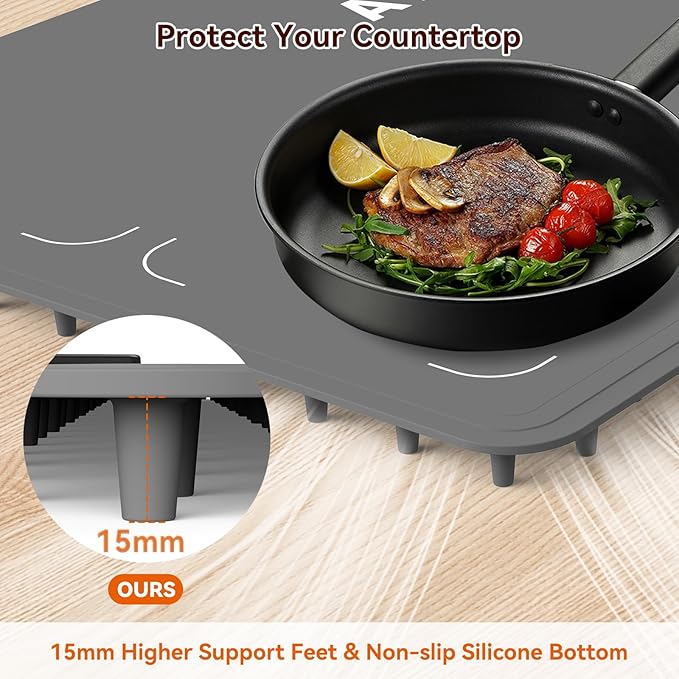 Graphene Food Warming Mat with Dual Zone Control, XXL 36"x17" Electric Heating Tray, 6 Temp & Timer Settings, Fast Even Heat for Buffets, Parties, Family Dinners, Gift for Mom & Wife (Gray)
