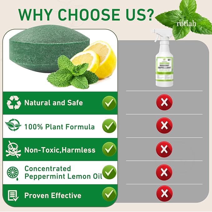 Mouse Rodent Repellent, 24 Pack Peppermint Oil for Mice, Mouse, Rats, Squirrel, Pest Control Indoor & Outdoor Use, Natural Deterrent Replace Trap Poisoning Family & Pet Safe Green