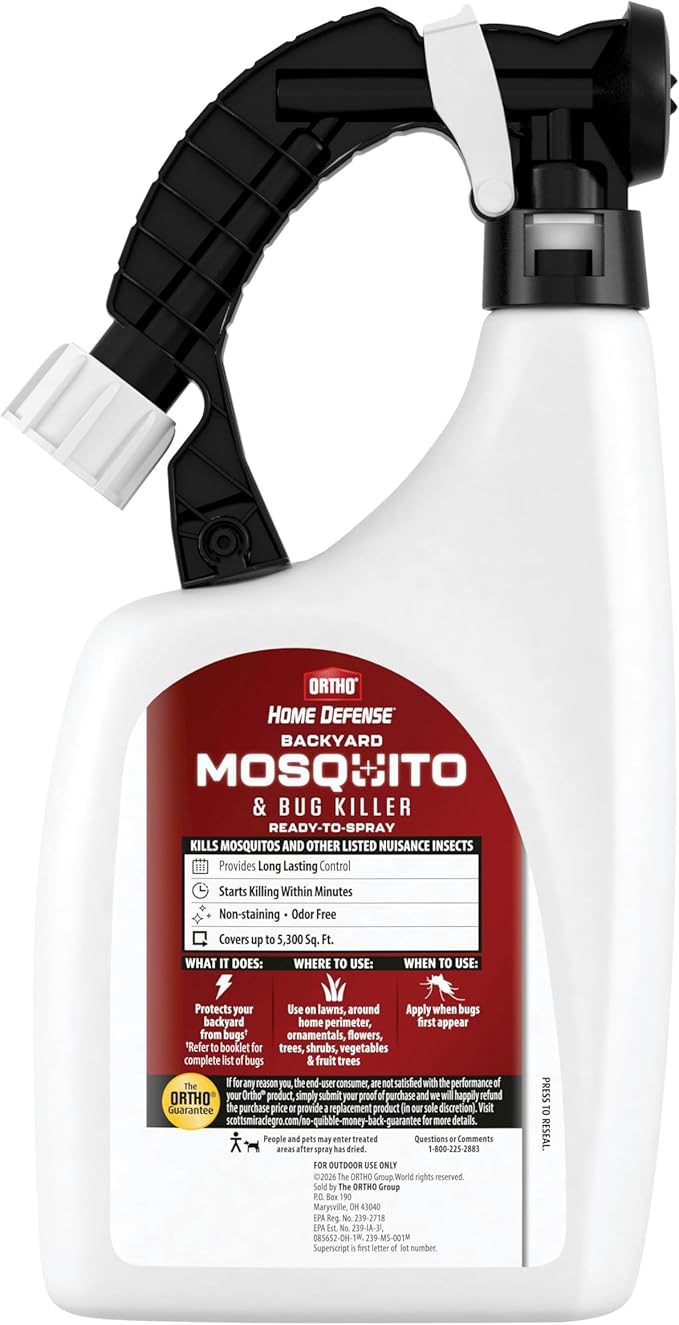 Ortho Home Defense Backyard Mosquito and Bug Killer Ready-to-Spray, Kills Mosquitoes, Ants, Fleas, and Spiders, 32 fl. oz.