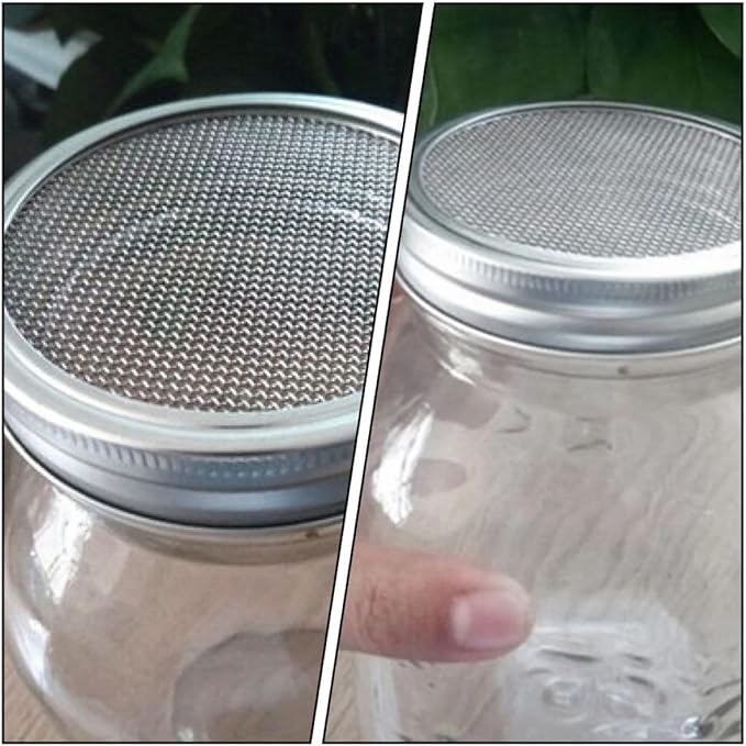 BESPORTBLE 4pcs 86mm Mason Jar Sprouting Lids Stainless Steel Mesh Strainer Covers Versatile Sprouting Accessories for Home Gardening and Seed Germination