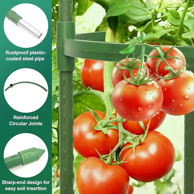 Tomato Cages for Garden,6 Pack 50in Tall Tomato Plant Support Stakes Adjustable Heavy Duty Steel Plant Tower Stakes, Updated Cucumber Trellis Garden Cages for Climbing Plants Vegetable Flowers