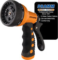 Dramm Revolver Heavy Duty Metal Garden Hose Nozzle – 9 Spray Patterns, High Pressure Jet, Thumb-Control Flow, Ergonomic Grip – Orange