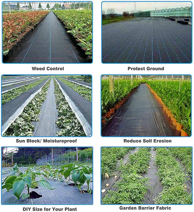 Petgrow Heavy Duty Weed Barrier Landscape Fabric for Outdoor Gardens, Non Woven Weed Blockr Fabric - Garden Landscaping Fabric Roll - Weed Control Fabric in Rolls（5FTX300FT）