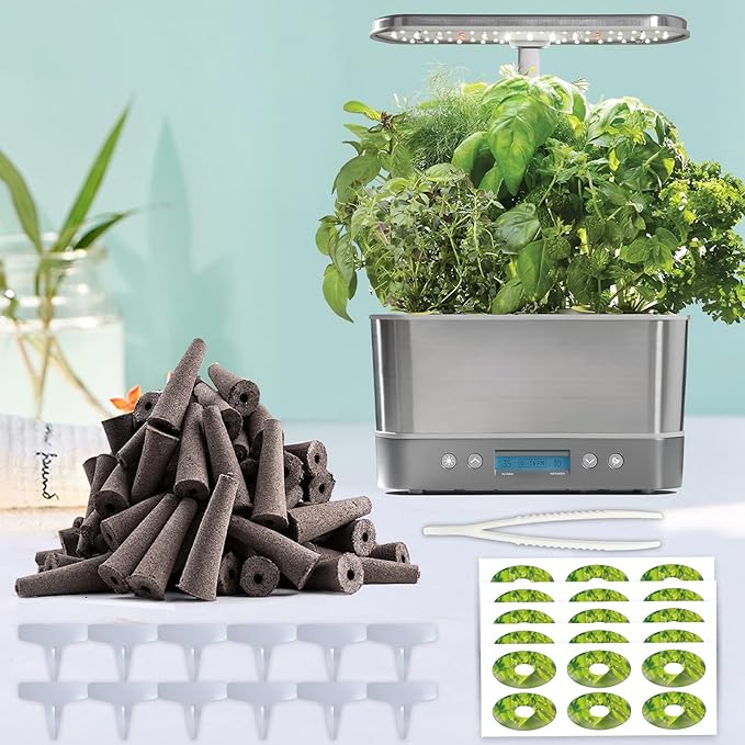 253 Pack Hydroponic Pods Supplies for Aerogarden Pods, Grow Sponges for Hydroponics, Seed Pods Kit with 120 Grow Sponges, 120 Pod Labels,12 Plant Labels, 1 Tweezer for Hydroponic Indoor Garden System